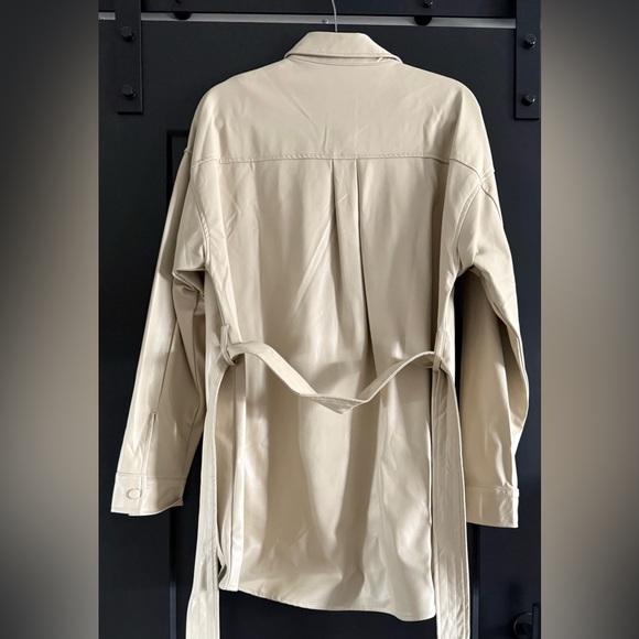 Beige Botany Light Tan Belted Faux Leather Jacket/Shacket - Size Medium - Picture 2 of 4